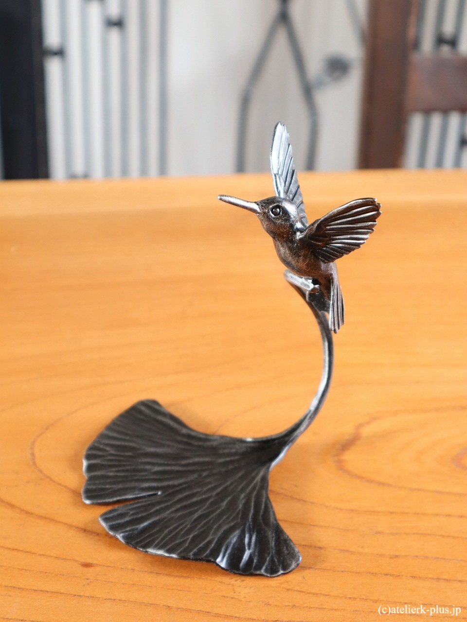 ロートアイアンの花器【ハチドリ・イチョウ】