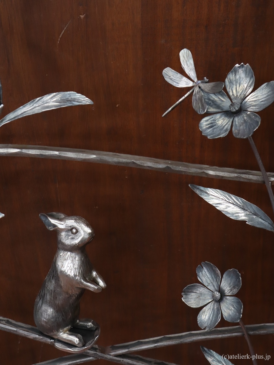 ロートアイアンの門扉【草花・うさぎ・トンボ・小鳥】